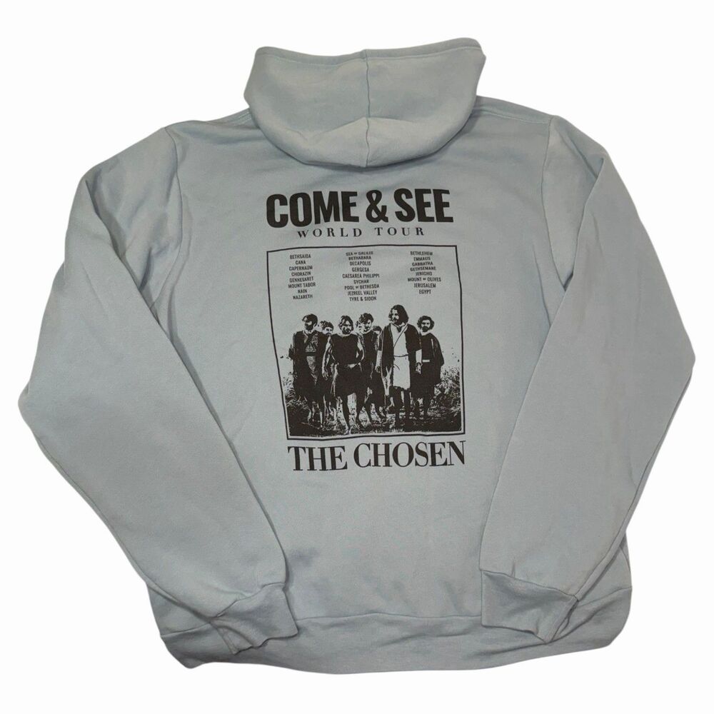 The Chosen World Tour Graphic Zip Up Hoodie 2X Light Blue Christian TV Show ✨